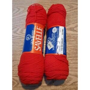 Lot Of 2- Lion Brand Sayelle Yarn- 113 Scarlet
